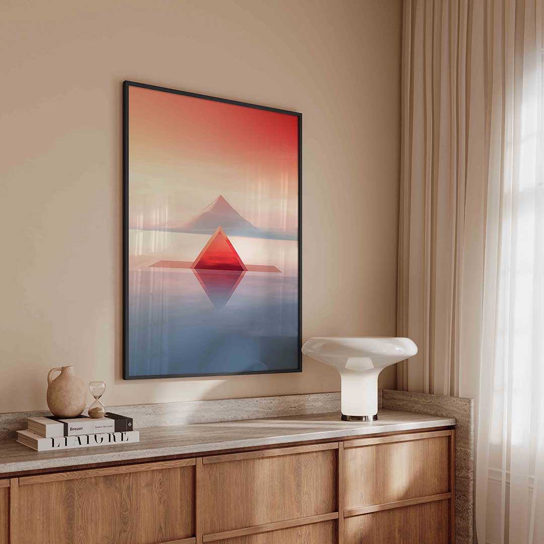 Piramide en berg Poster