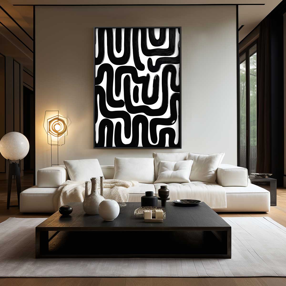 Abstracte Zwarte Patroonkunst Kunstwerk-canvas-dibond-plexiglas-wanddecoratie-WallArtistic
