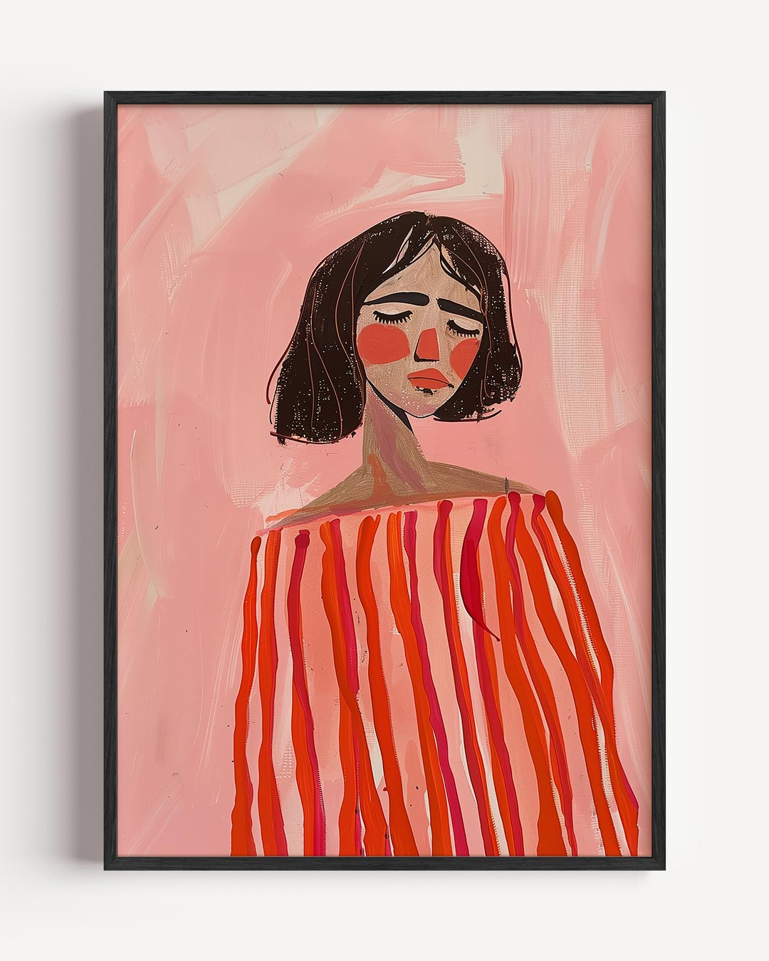 Dromerige Portretposter in Roze Tinten Poster-WallArtistic