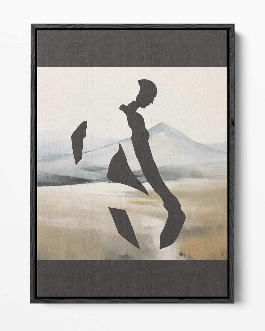 Silhouet in de Bergen Kunstwerk-canvas-dibond-plexiglas-wanddecoratie-WallArtistic