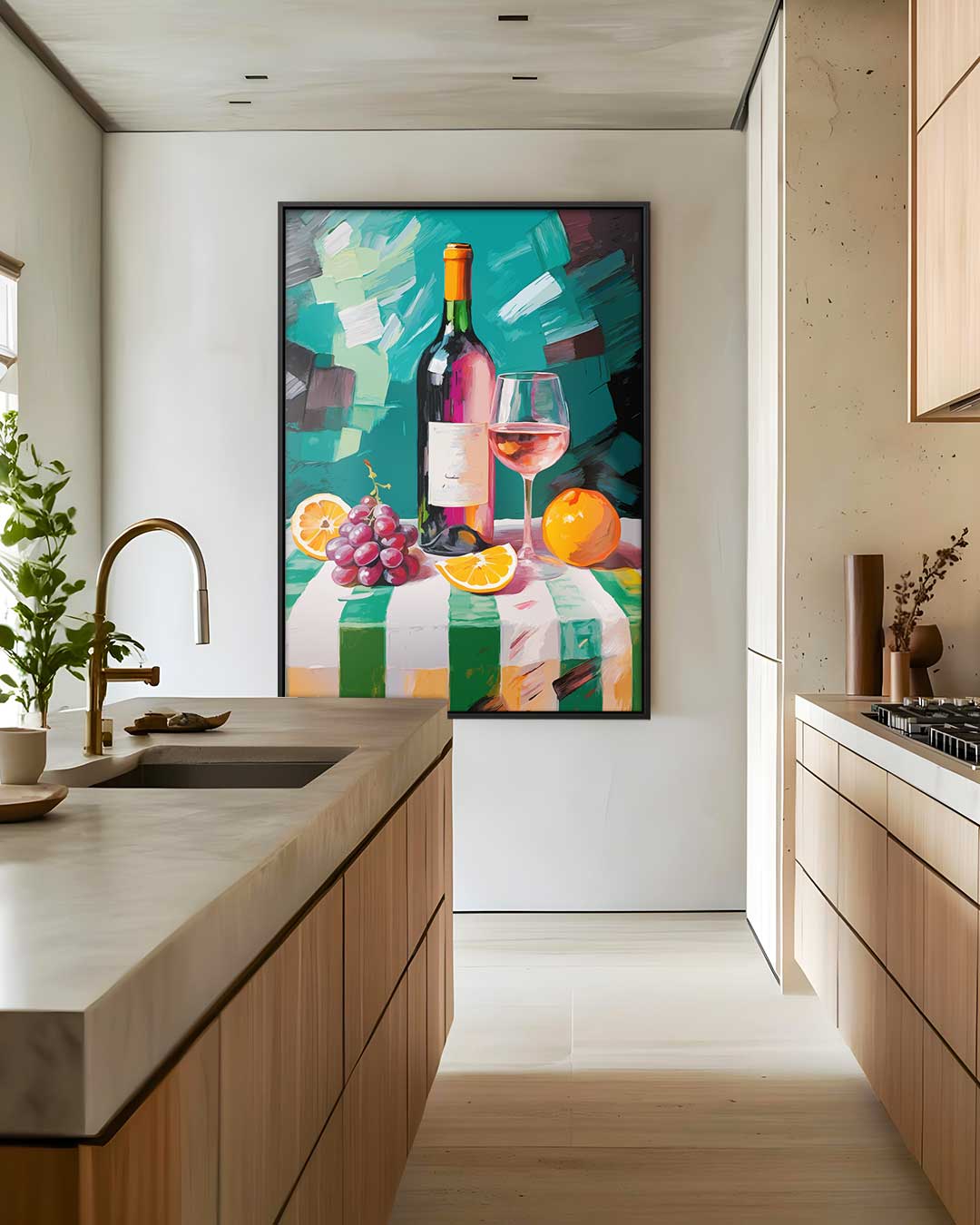 Elegante Wijn en Fruit Stilleven Kunstwerk-canvas-dibond-plexiglas-wanddecoratie-WallArtistic