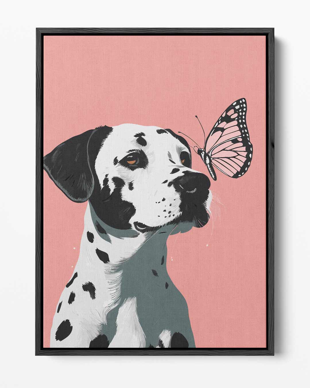 Dalmatier en Vlinder Vriendschap Kunstwerk-canvas-dibond-plexiglas-wanddecoratie-WallArtistic