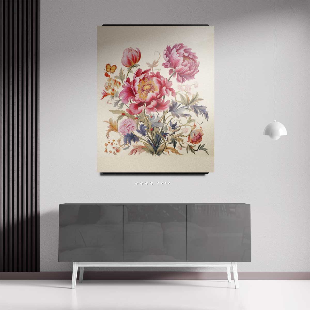 Bloemenpracht met Vlinder Kunstwerk-canvas-dibond-plexiglas-wanddecoratie-WallArtistic