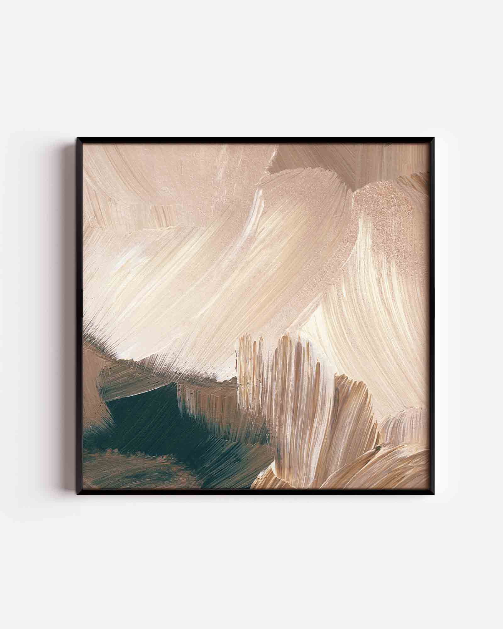 Abstracte beige penseelstreken Poster