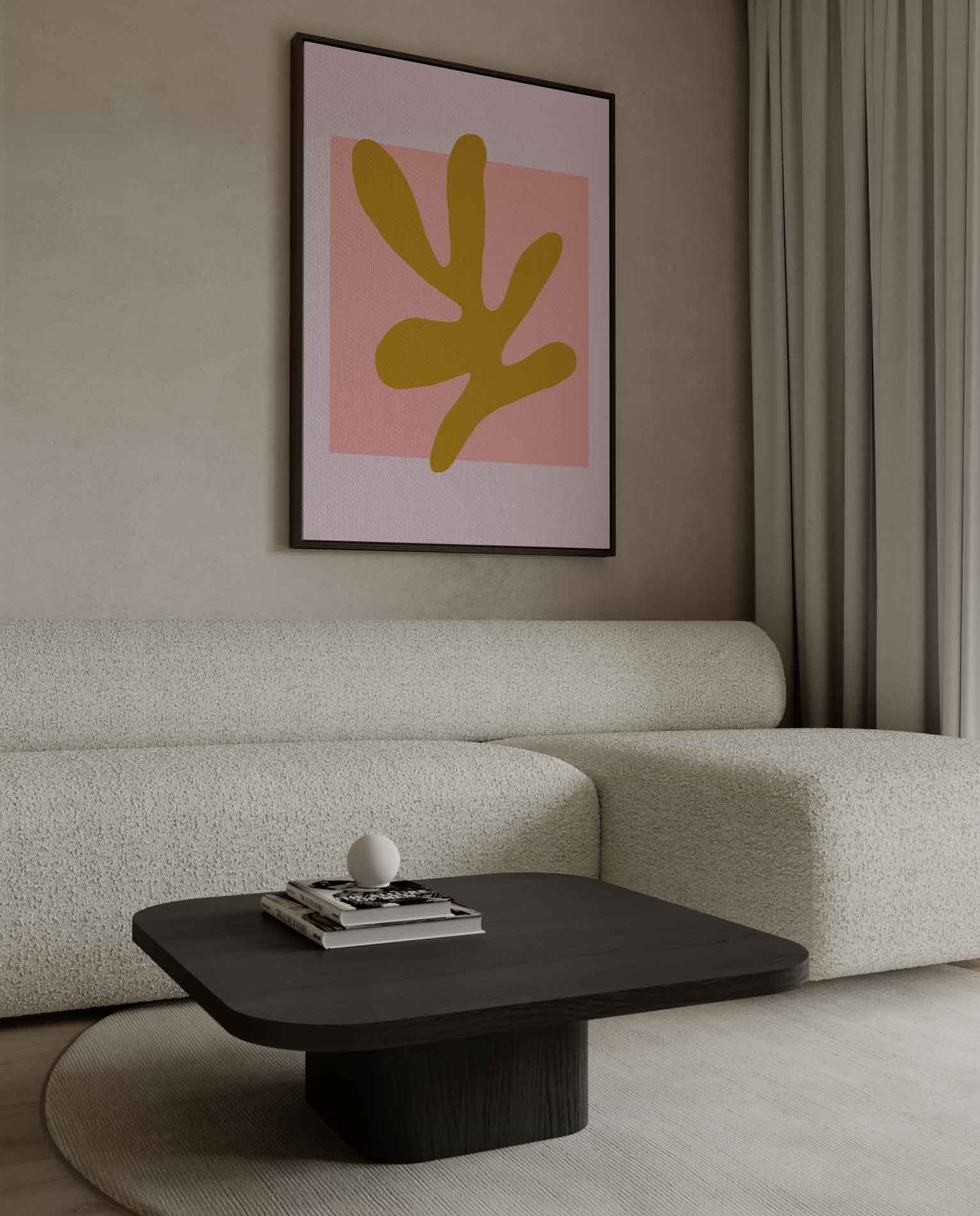 Abstracte Vormen in Oker en Roze Kunstwerk-canvas-dibond-plexiglas-wanddecoratie-WallArtistic