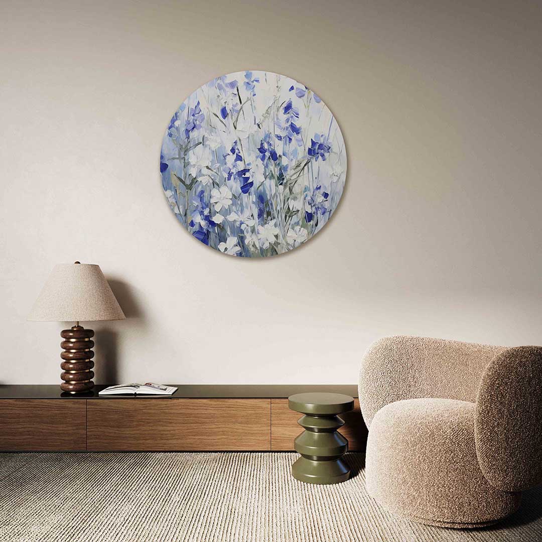 Blauwe bloemen Muurcirkel