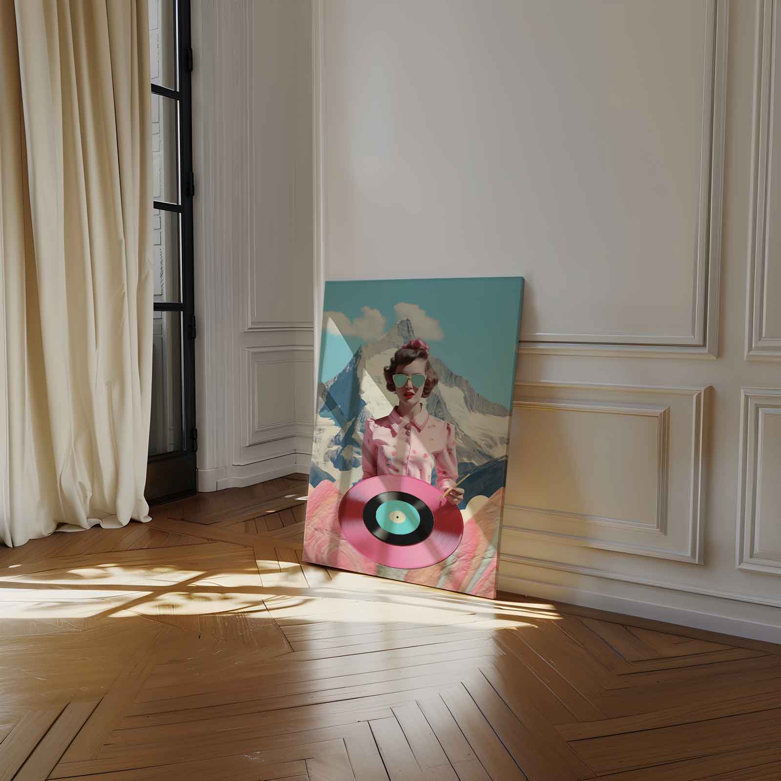 Retro Vinyl Bergen Kunstwerk-canvas-dibond-plexiglas-wanddecoratie-WallArtistic