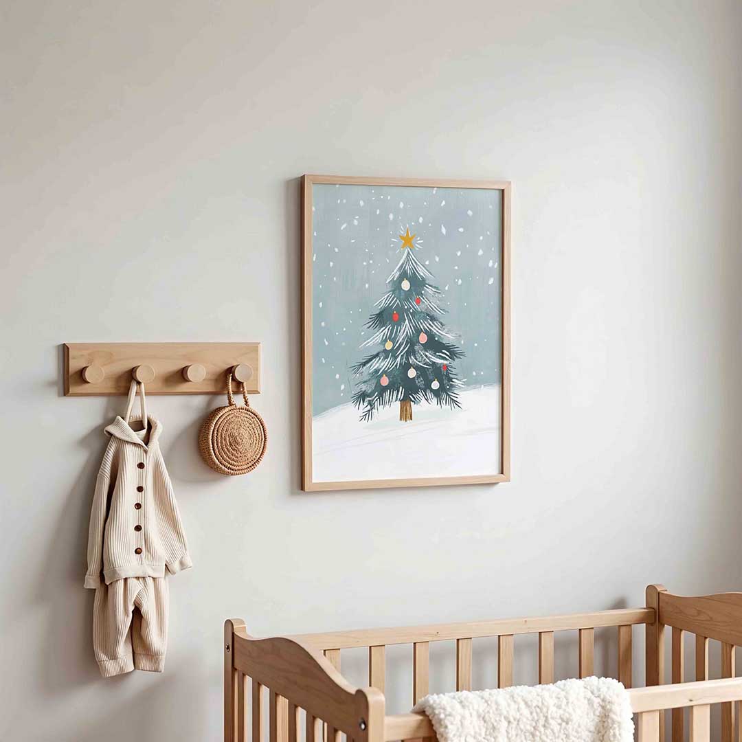 Kerstboom met sneeuw Poster