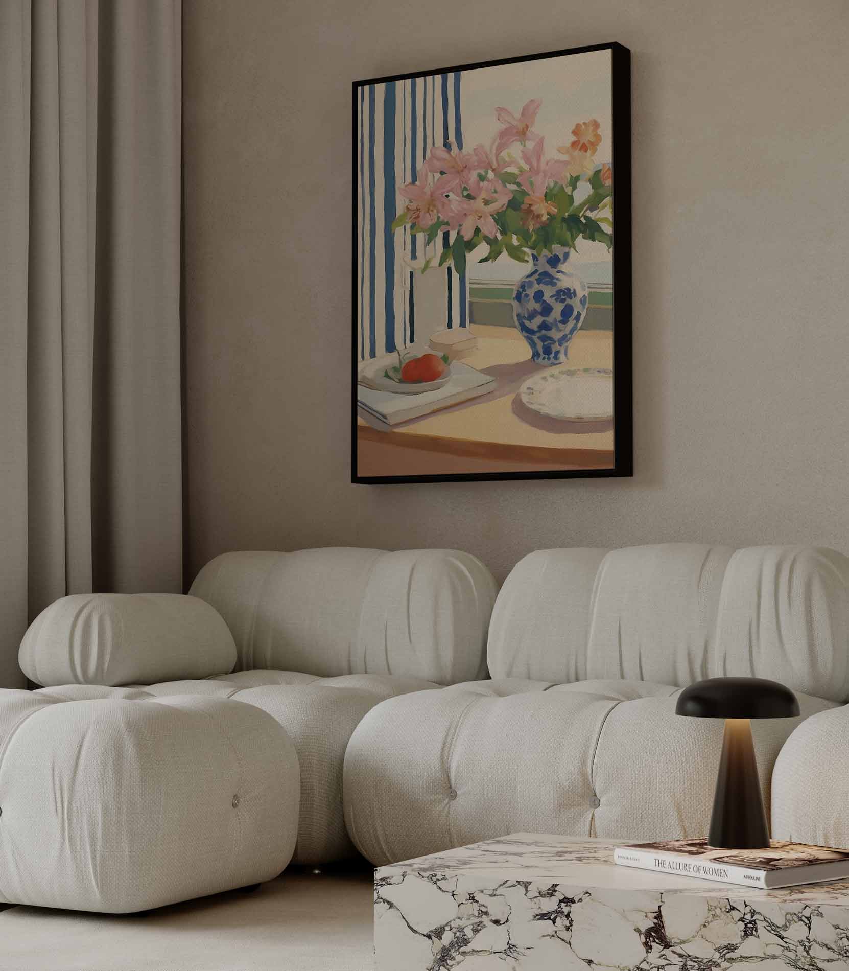 Zomers Tafereel met Bloemen en Tomaten Kunstwerk-canvas-dibond-plexiglas-wanddecoratie-WallArtistic