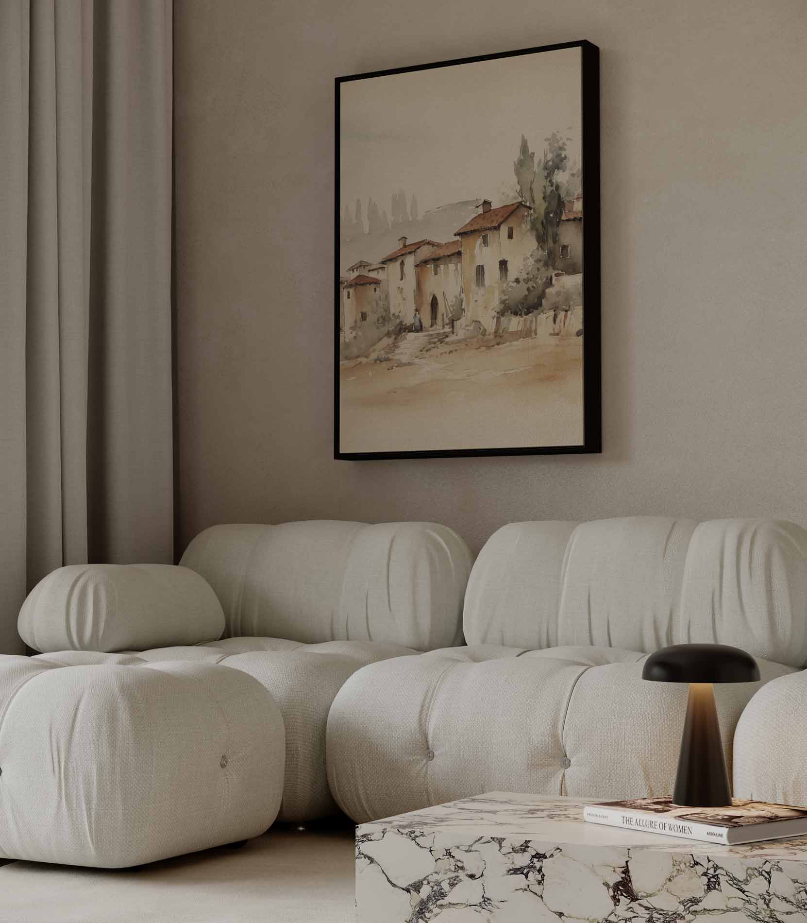 Dromerige Toscaanse Dorpstafereel Kunstwerk-canvas-dibond-plexiglas-wanddecoratie-WallArtistic