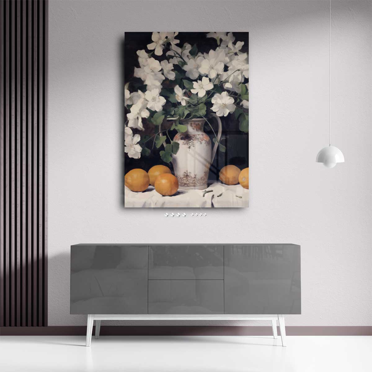Frisse Bloemen en Citrus Kunstwerk-canvas-dibond-plexiglas-wanddecoratie-WallArtistic
