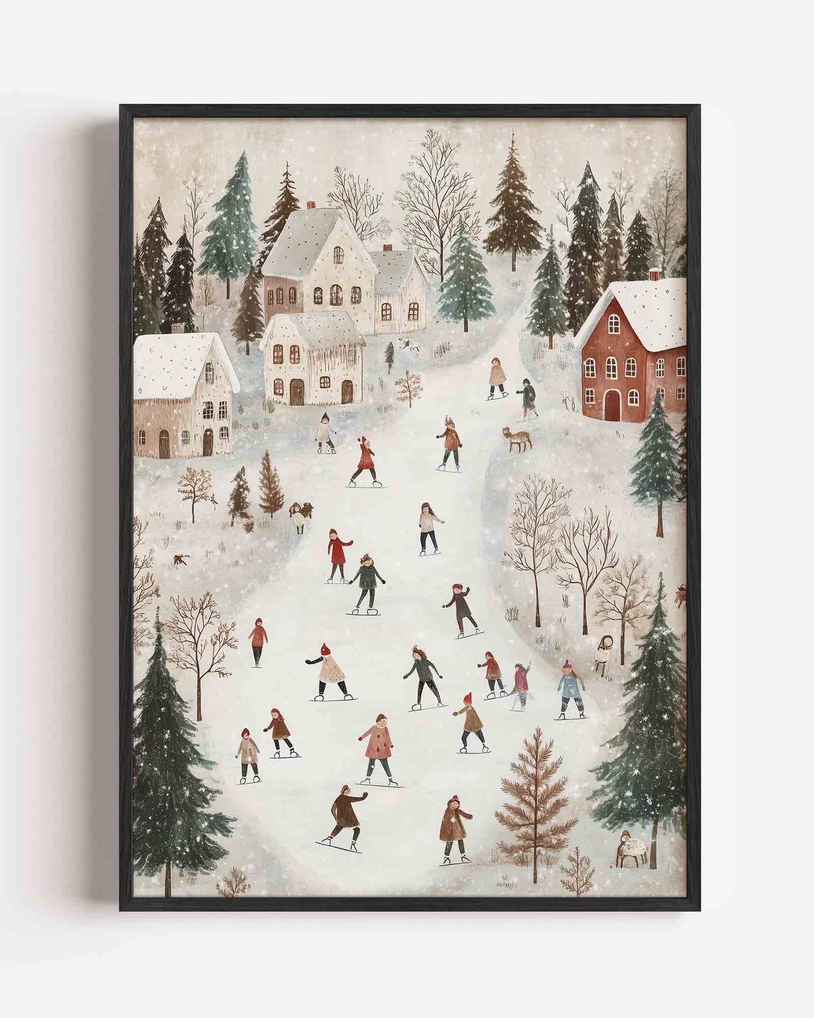 Winterse schaatstaferelen Poster