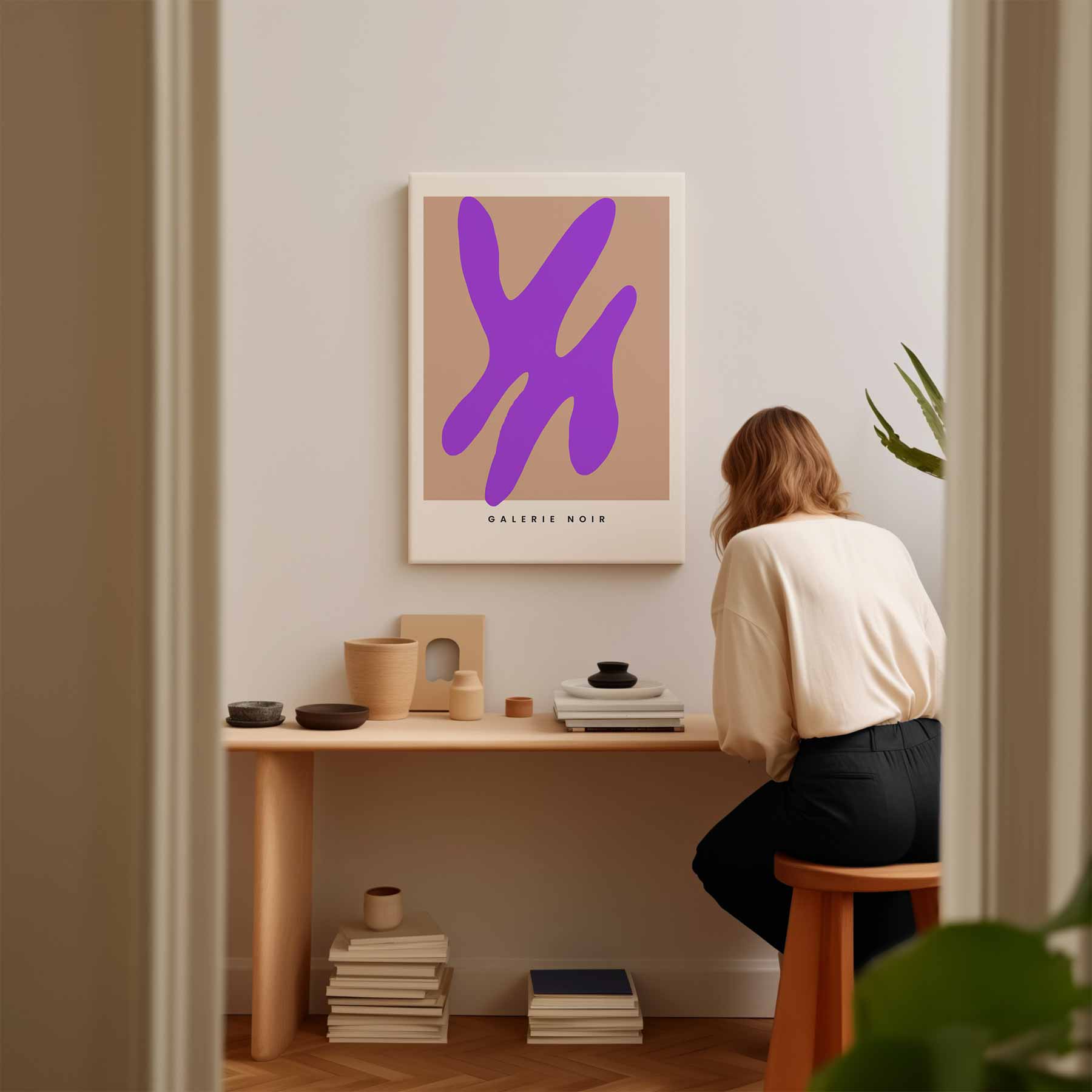 Vrolijke Paarse Abstractie Kunstwerk-canvas-dibond-plexiglas-wanddecoratie-WallArtistic