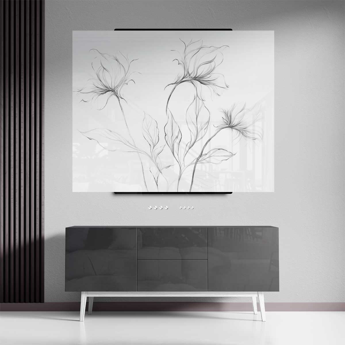 Elegante Bloemschets Kunstwerk-canvas-dibond-plexiglas-wanddecoratie-WallArtistic