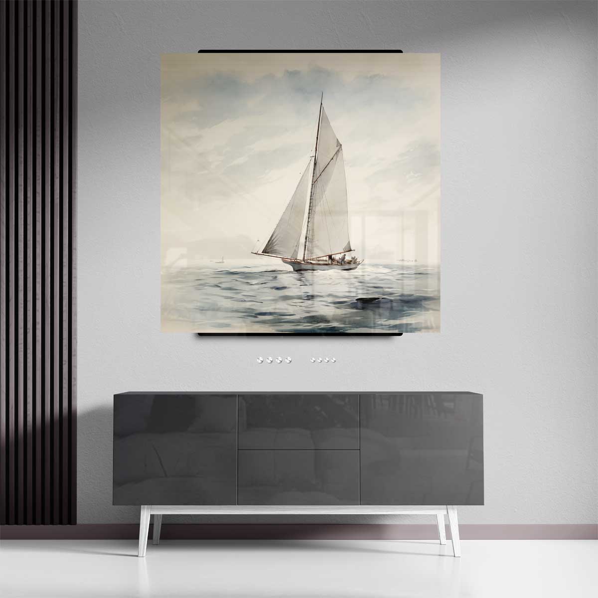 Zeilboot op een Rustige Zee Kunstwerk-canvas-dibond-plexiglas-wanddecoratie-WallArtistic
