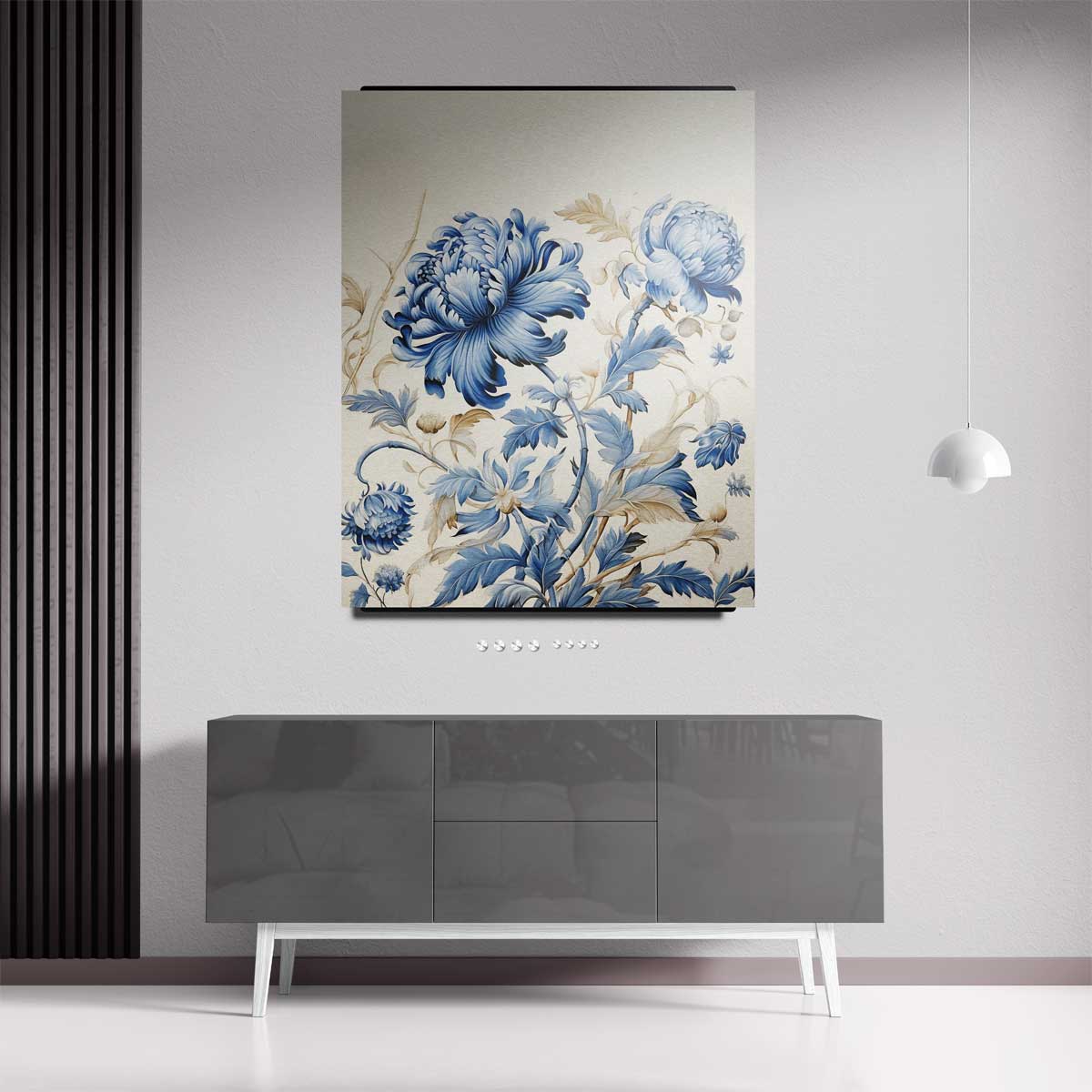 Blauwe Bloemendroom Kunstwerk-canvas-dibond-plexiglas-wanddecoratie-WallArtistic