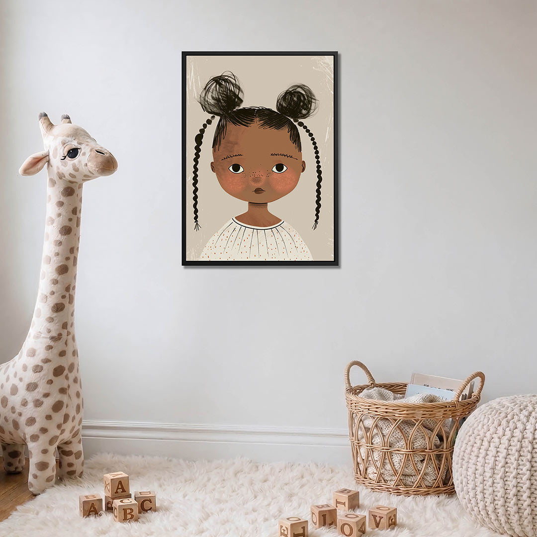Kinderportret met vlechten Kunstwerk