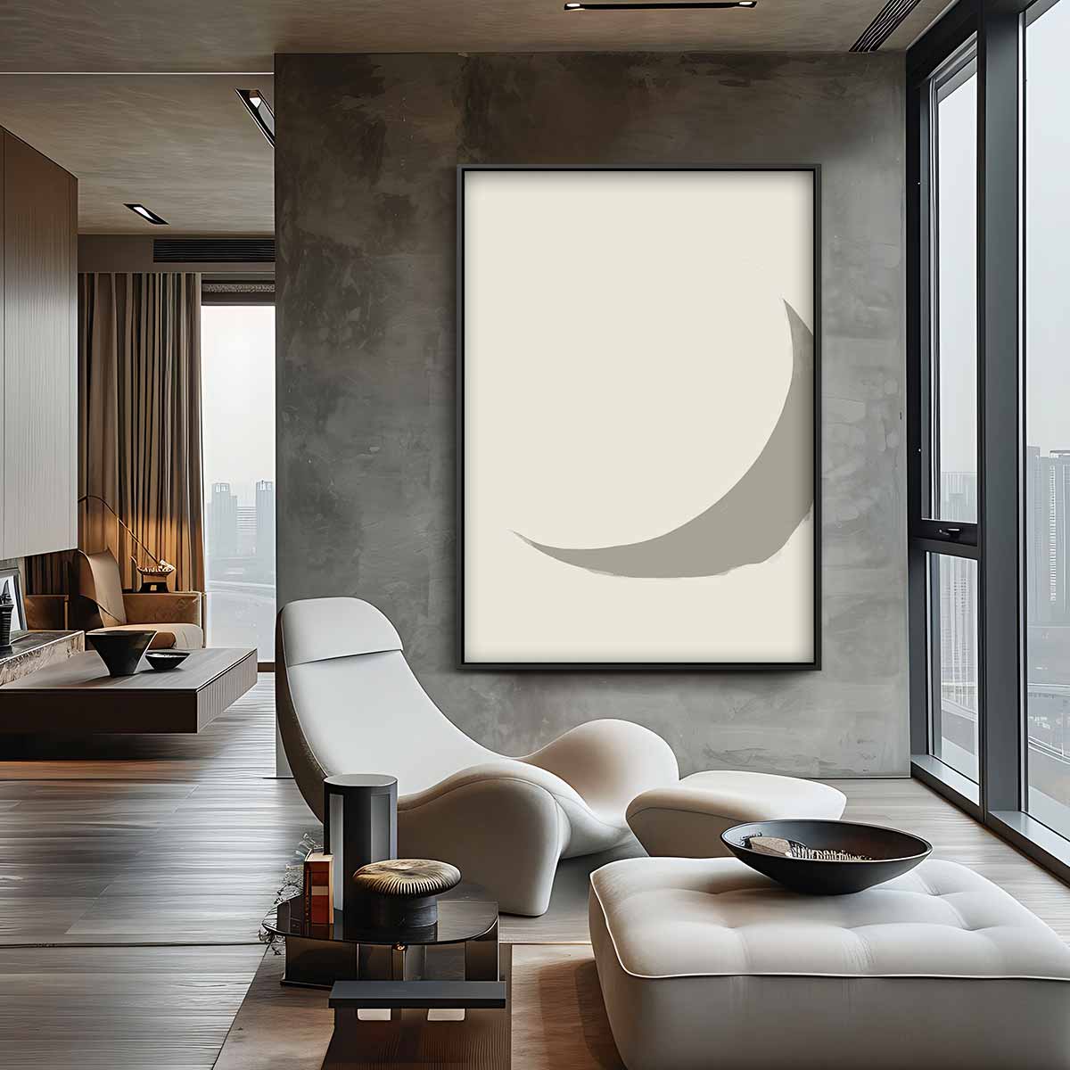 Sereen Halvemaan Abstract Kunstwerk-canvas-dibond-plexiglas-wanddecoratie-WallArtistic