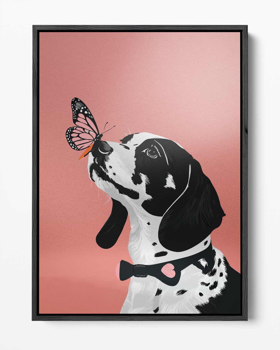 Hond en Vlinder Ontmoeting Kunstwerk-canvas-dibond-plexiglas-wanddecoratie-WallArtistic
