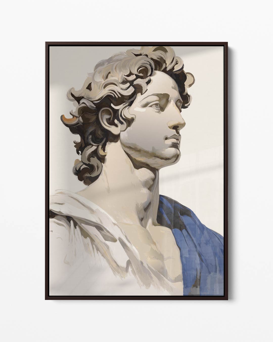 Klassieke Buste in Blauwtinten Kunstwerk-canvas-dibond-plexiglas-wanddecoratie-WallArtistic