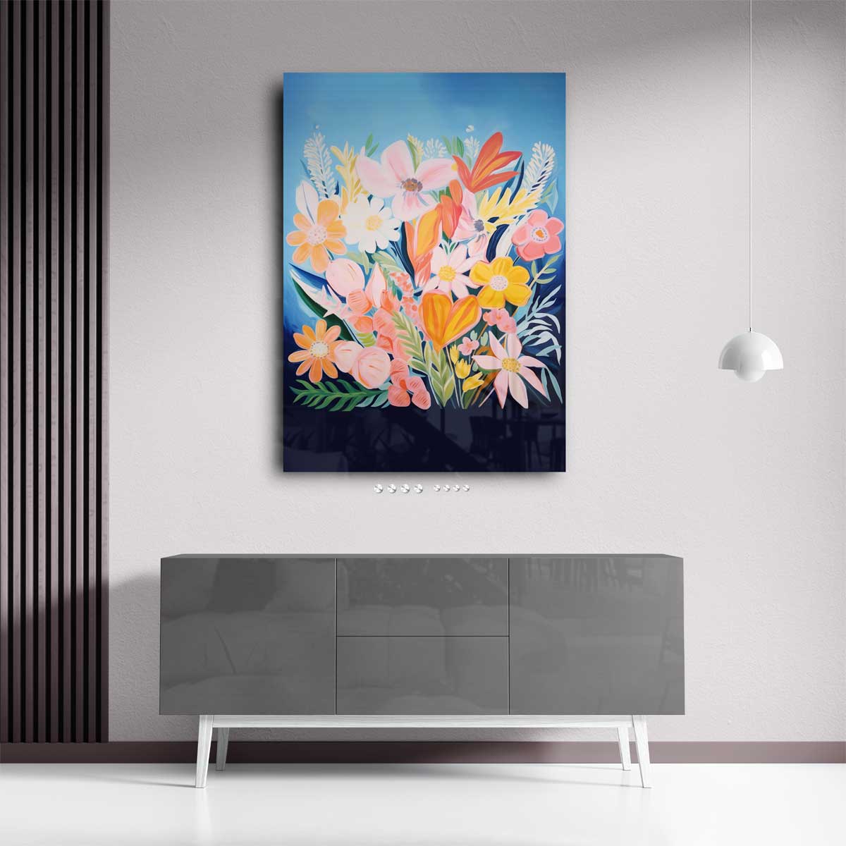 Vrolijke Bloemenpracht Kunstwerk-canvas-dibond-plexiglas-wanddecoratie-WallArtistic