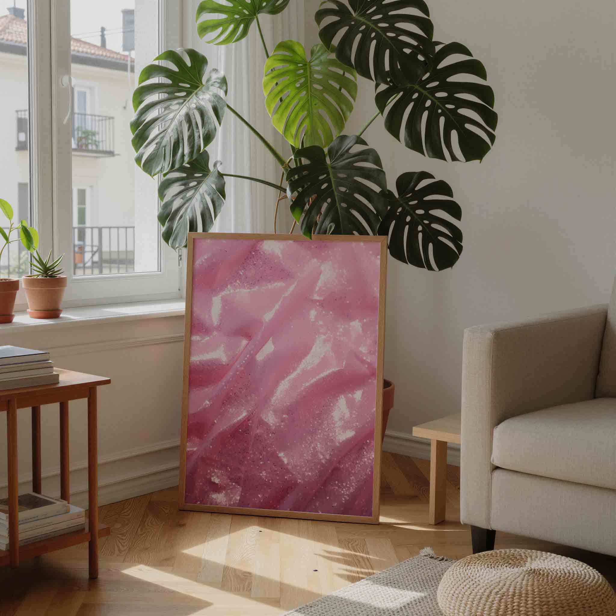 Glanzende roze stof Poster