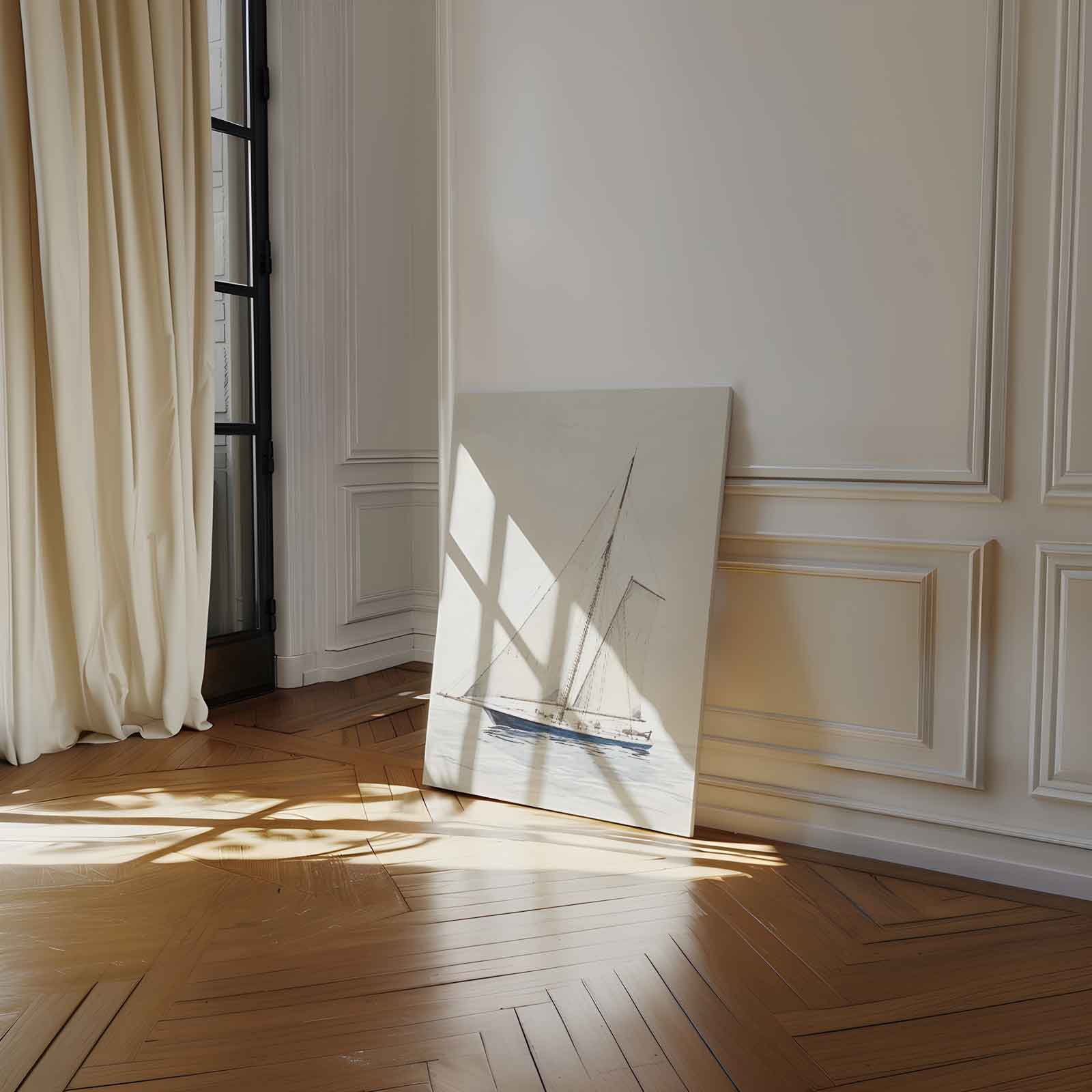 Zeilboot op Rustige Zee Kunstwerk-canvas-dibond-plexiglas-wanddecoratie-WallArtistic