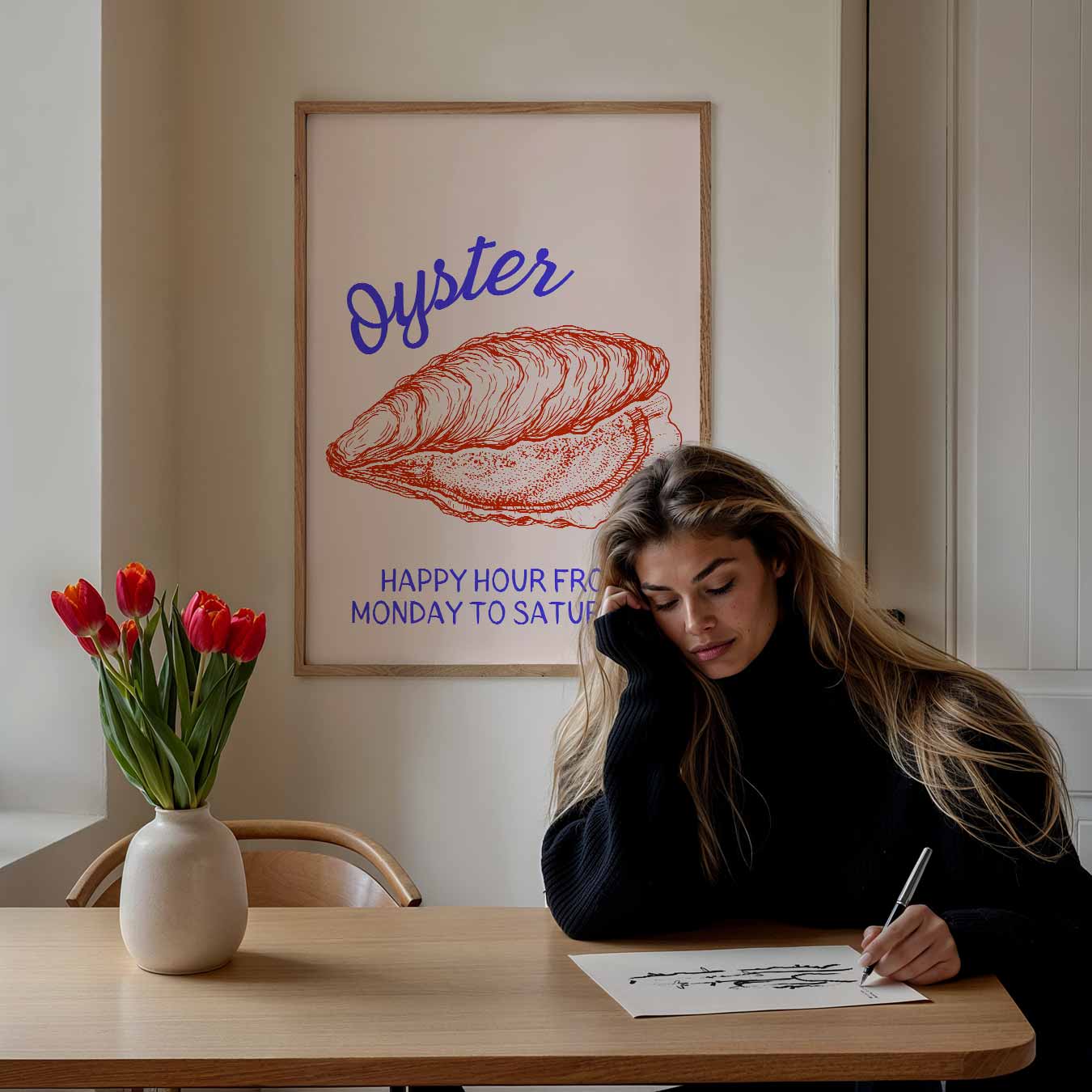 Stijlvolle Oester Happy Hour Poster