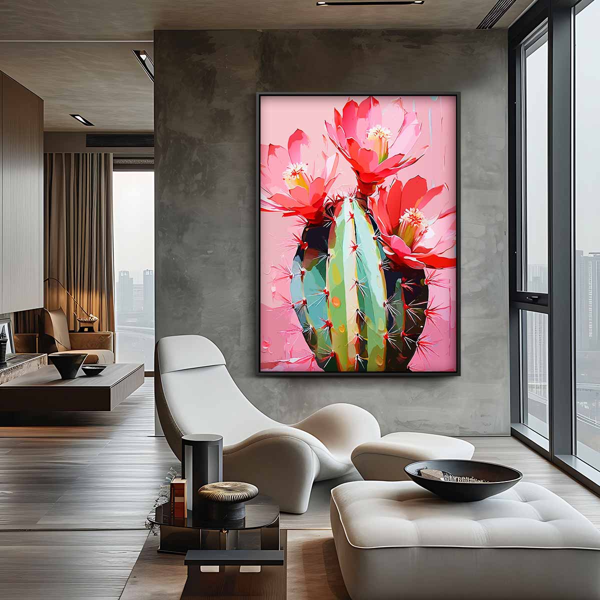 Kleurrijke Cactus Bloemenpracht Kunstwerk-canvas-dibond-plexiglas-wanddecoratie-WallArtistic