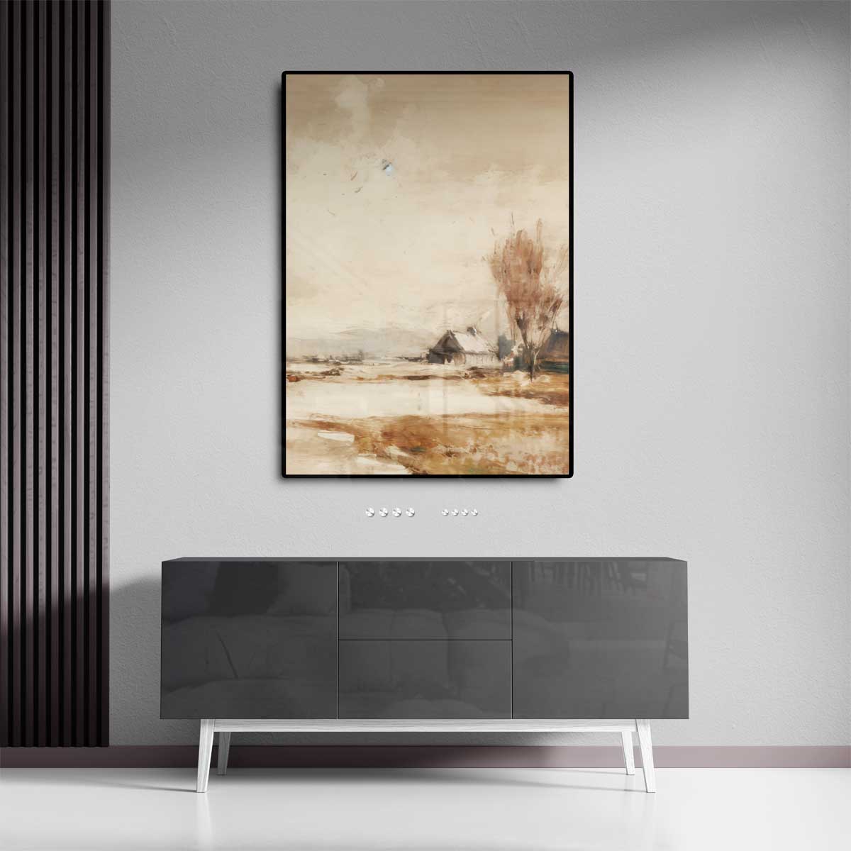 Winterlandschap met Boerderij Kunstwerk-canvas-dibond-plexiglas-wanddecoratie-WallArtistic