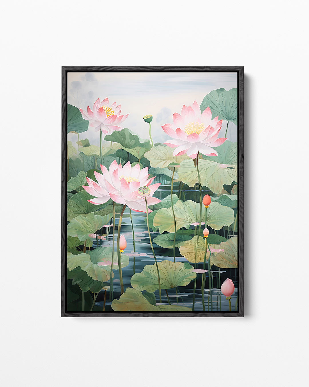Lotusbloemen en bladeren Kunstwerk