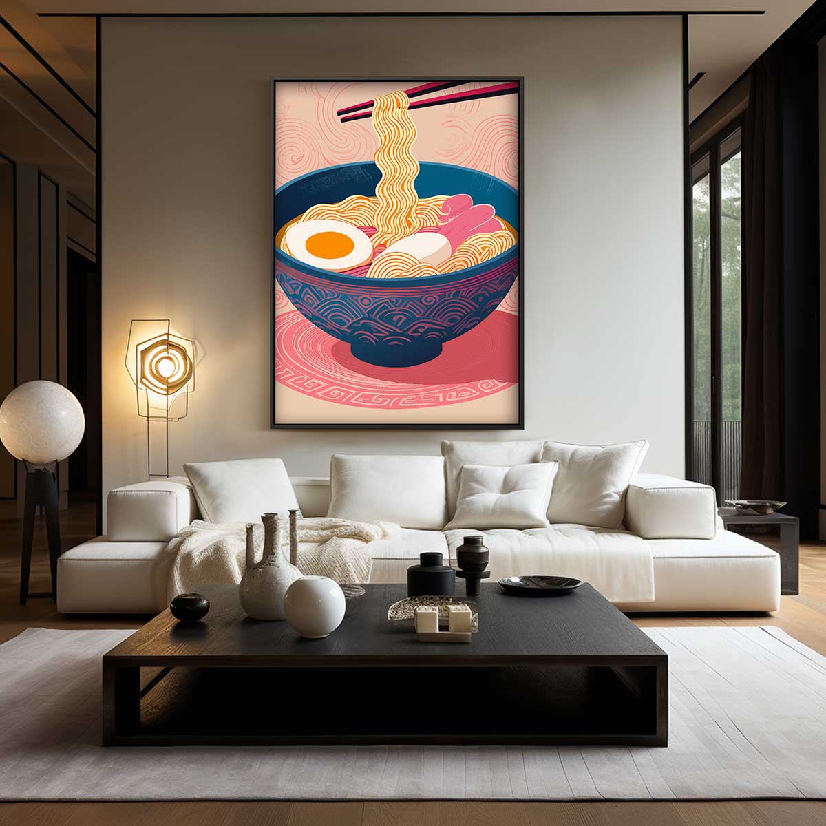 Vibrant Ramen Illustratie Kunstwerk-canvas-dibond-plexiglas-wanddecoratie-WallArtistic