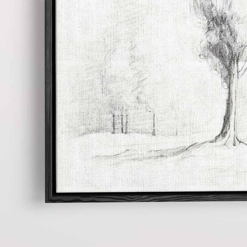 Potloodschets van Statige Bomen Kunstwerk-canvas-dibond-plexiglas-wanddecoratie-WallArtistic