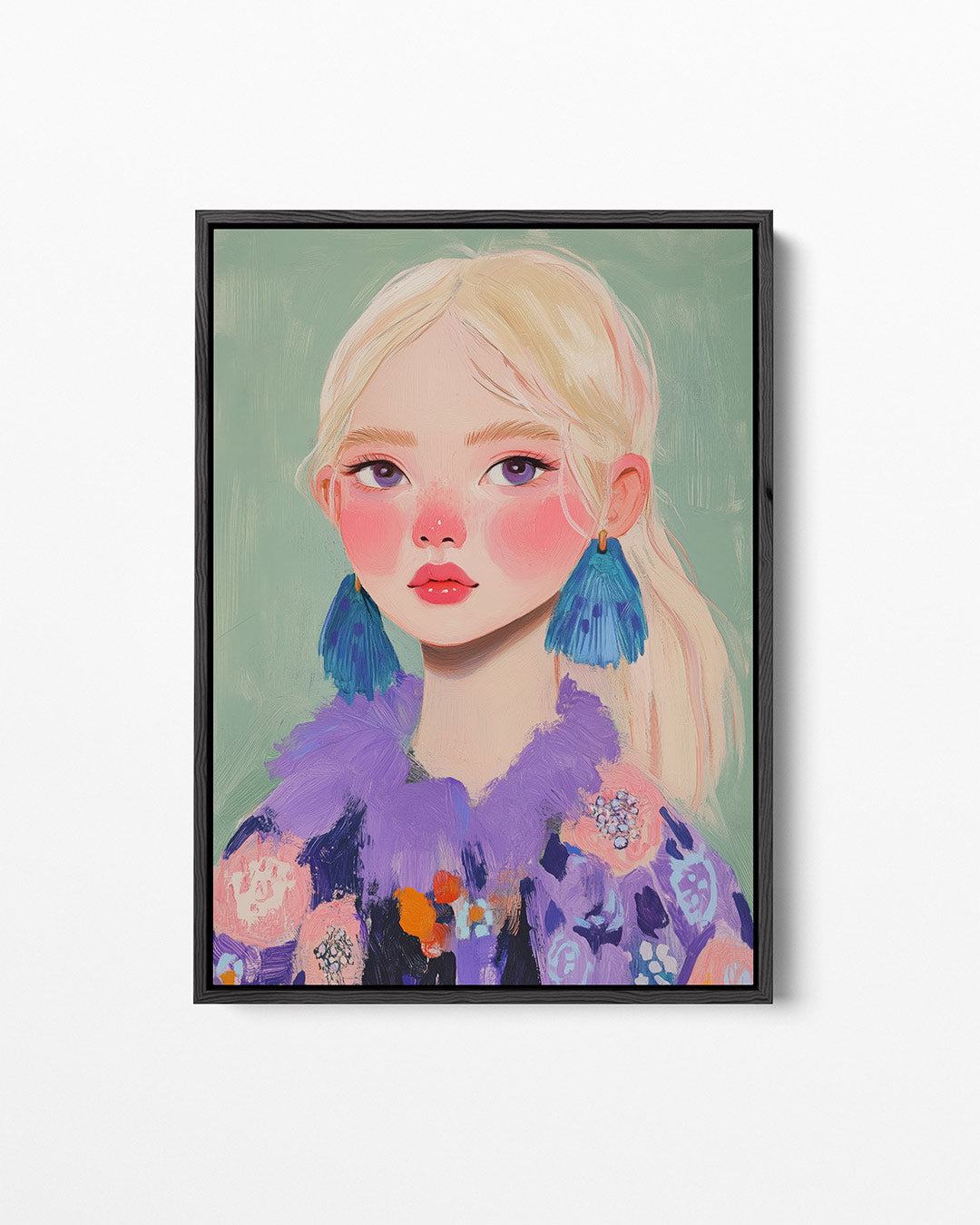 Portret met levendige kleuren Kunstwerk