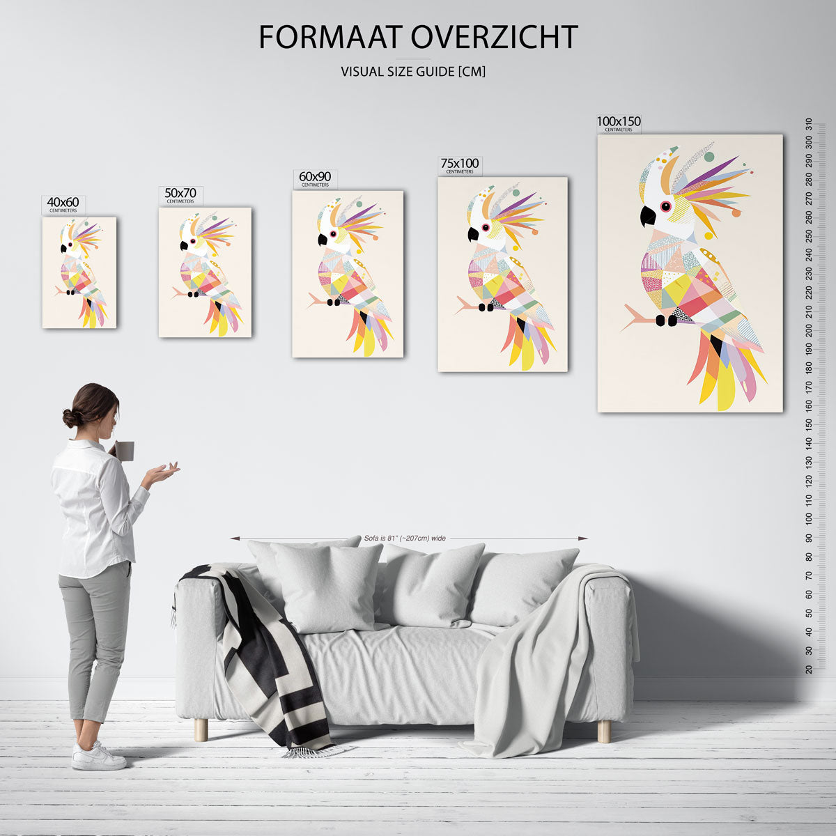 Vrolijke geometrische vogel Kunstwerk