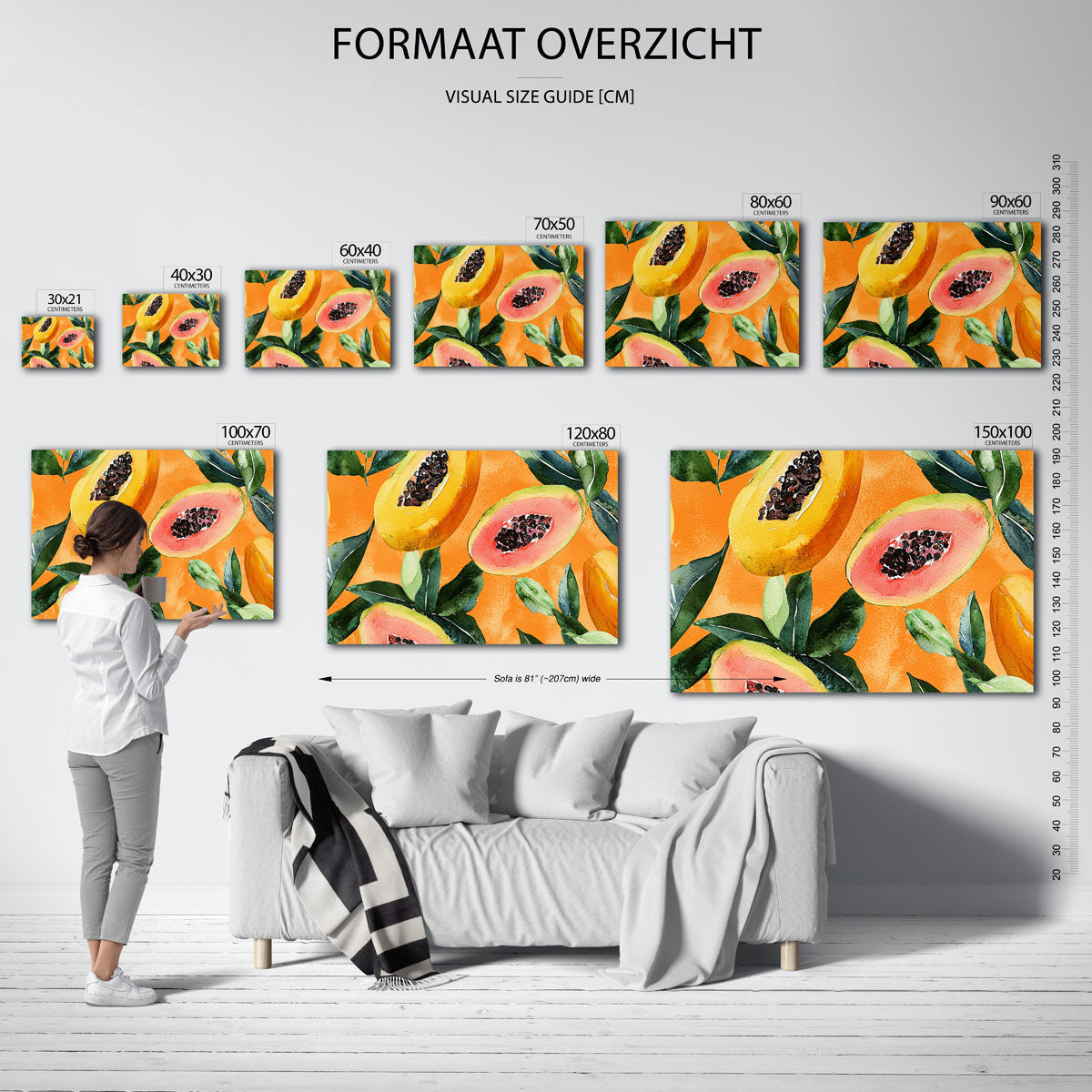Papaja en bladeren Poster