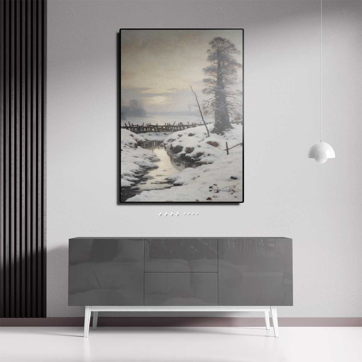 Winterse Rust in het Landschap Kunstwerk-canvas-dibond-plexiglas-wanddecoratie-WallArtistic