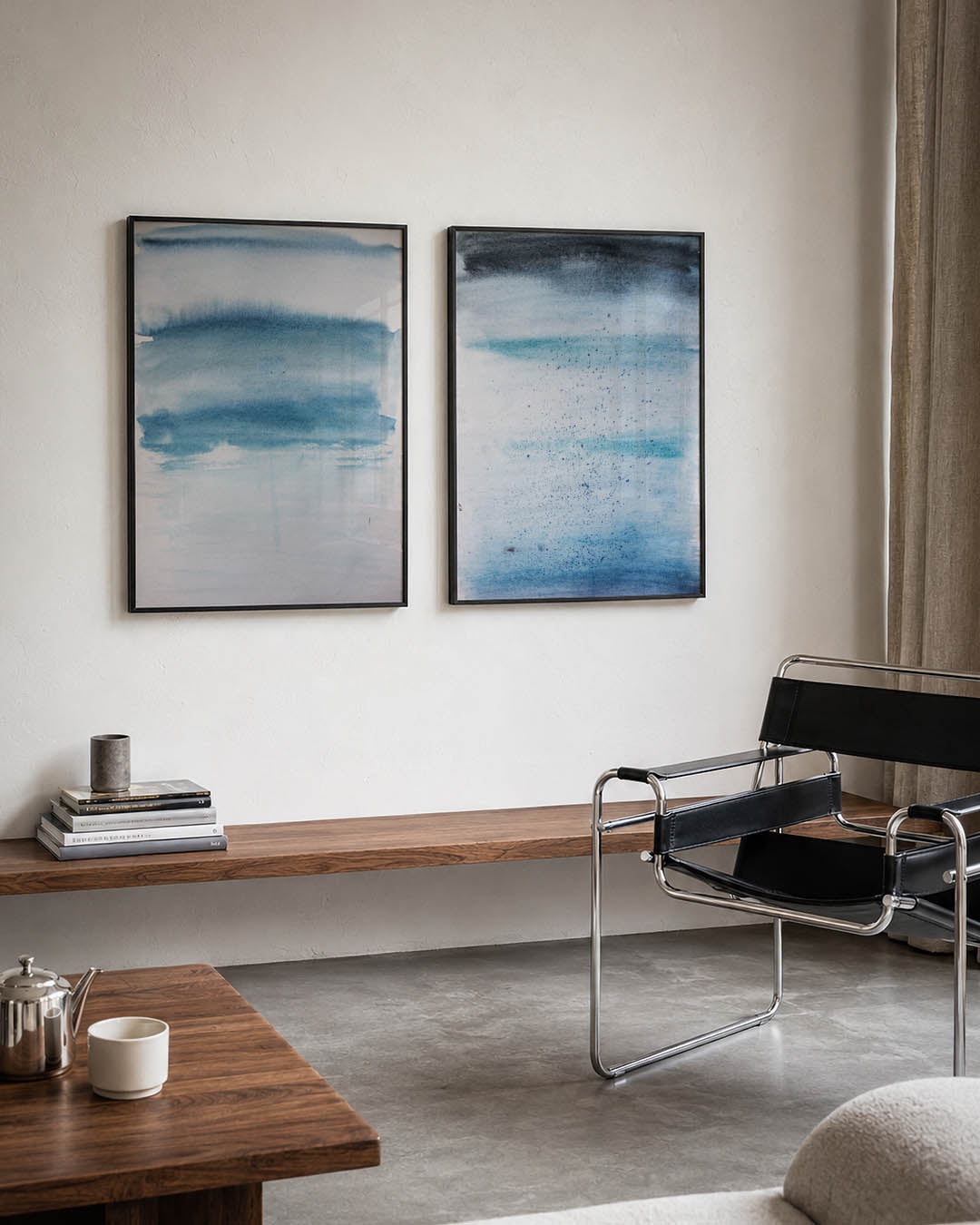 Blauwe verloopvlakken Posterset