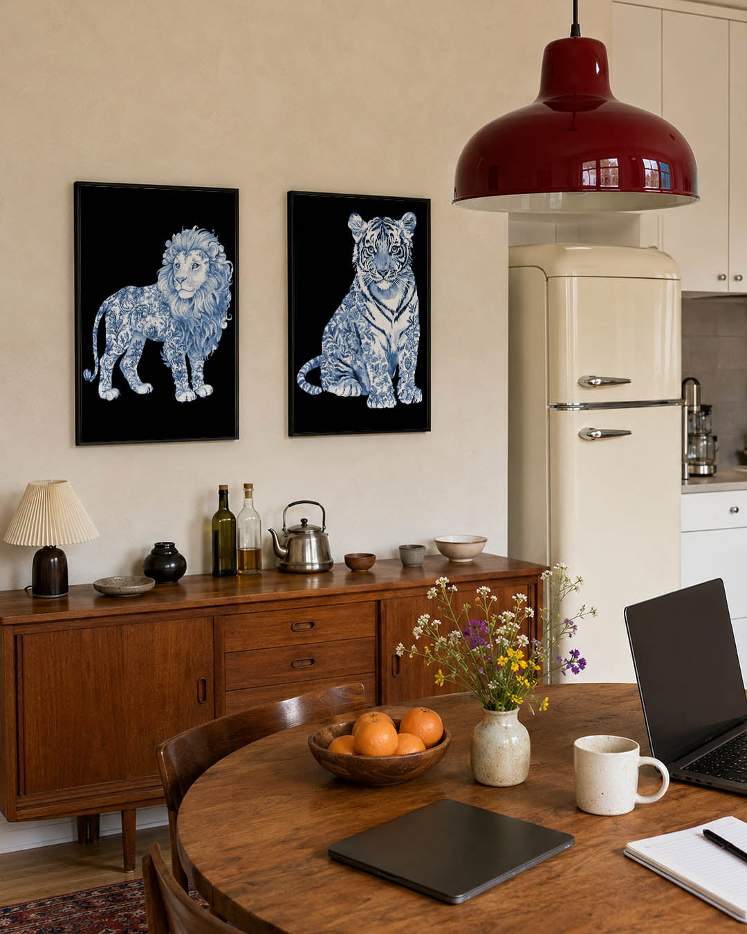 Blauw witte leeuw Posterset