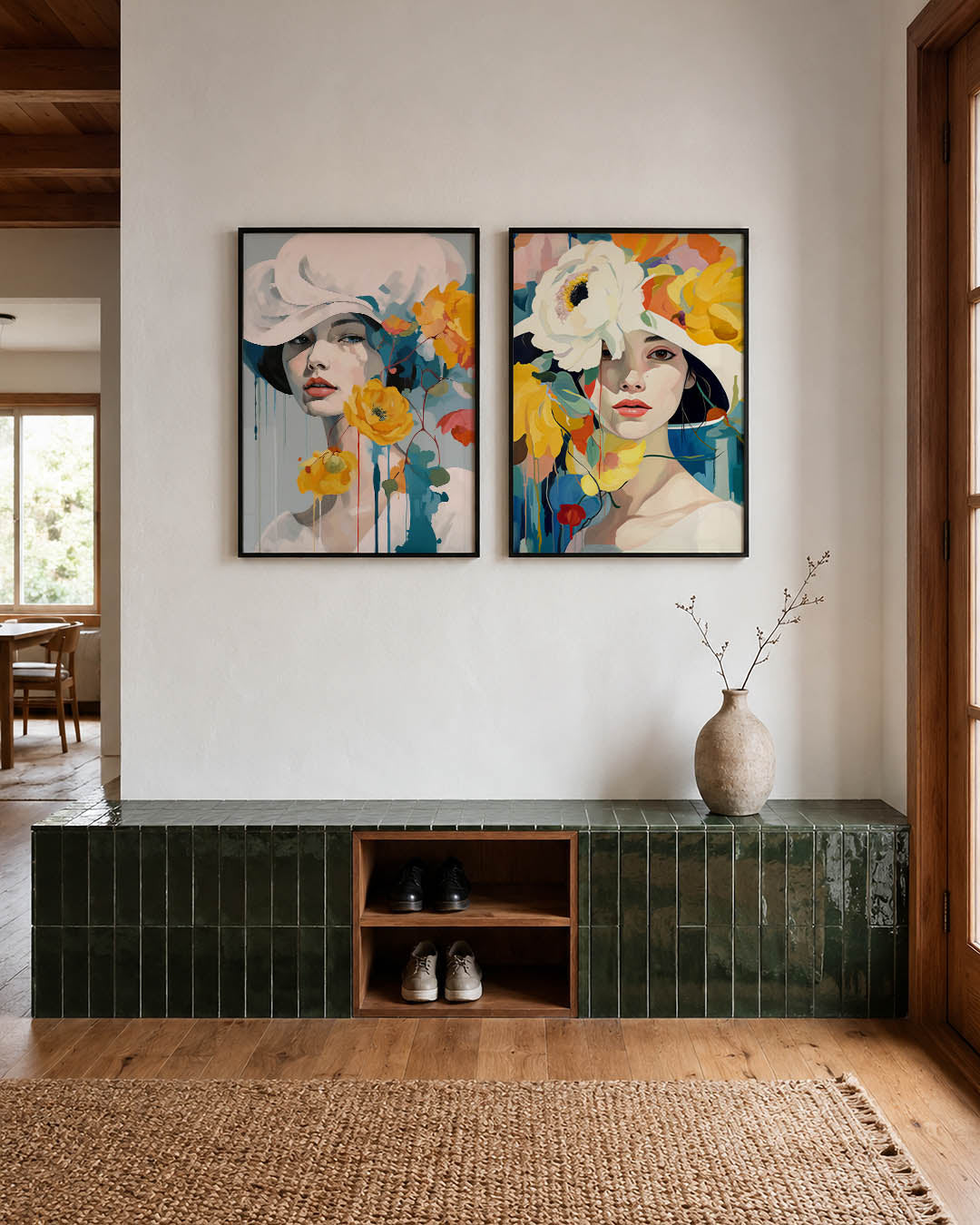 Bloem en gezicht Posterset