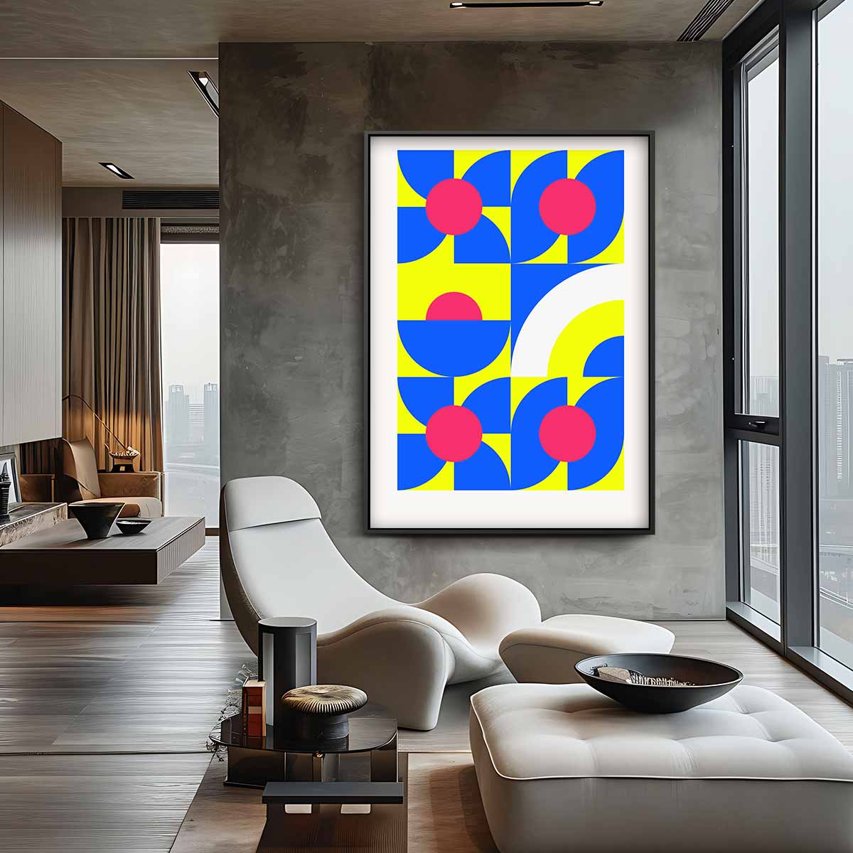 Retro Geometrisch Kleurenfeest Kunstwerk-canvas-dibond-plexiglas-wanddecoratie-WallArtistic