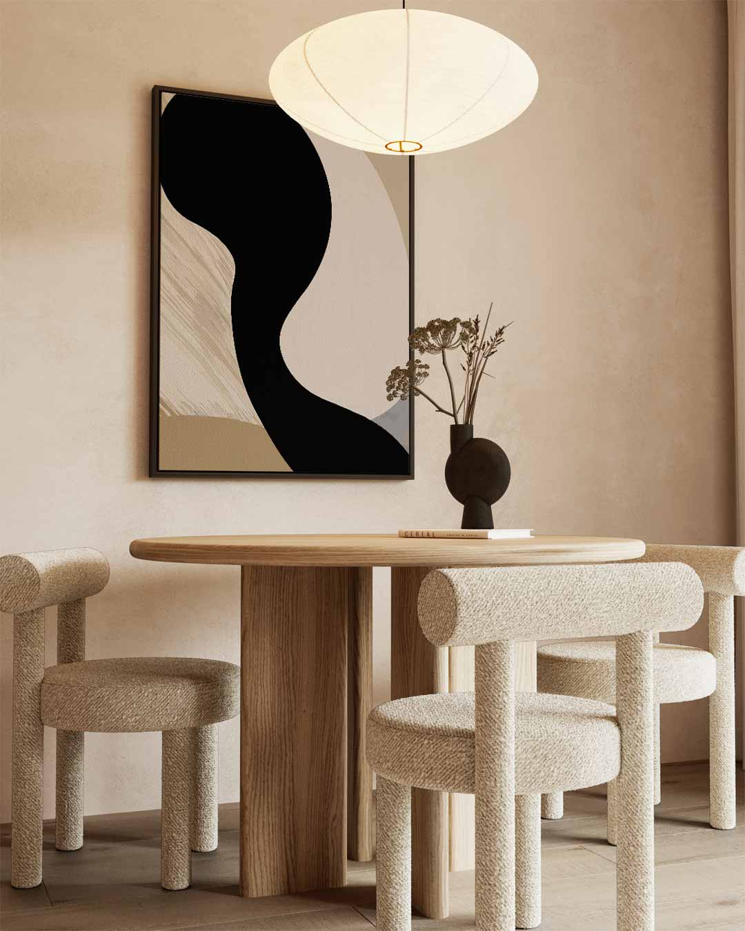 Abstracte Vormen in Beige Kunstwerk-canvas-dibond-plexiglas-wanddecoratie-WallArtistic
