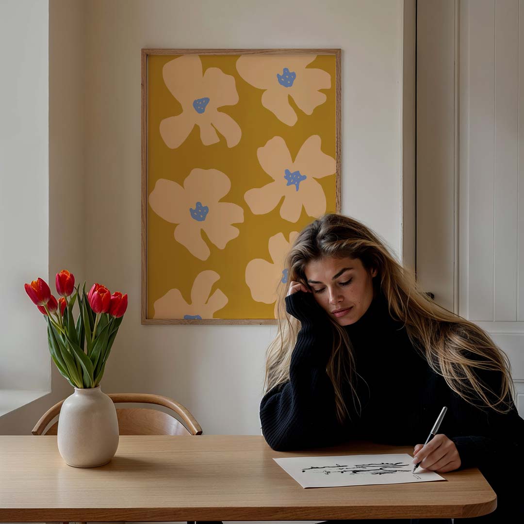 Bloemenpracht in Zonnige Tinten Poster-WallArtistic