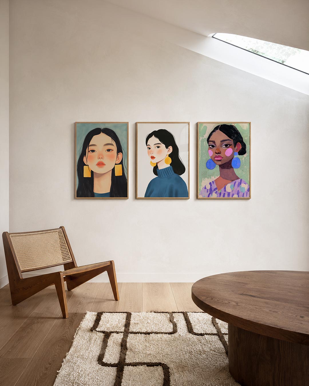 Portret met kleuraccenten Posterset