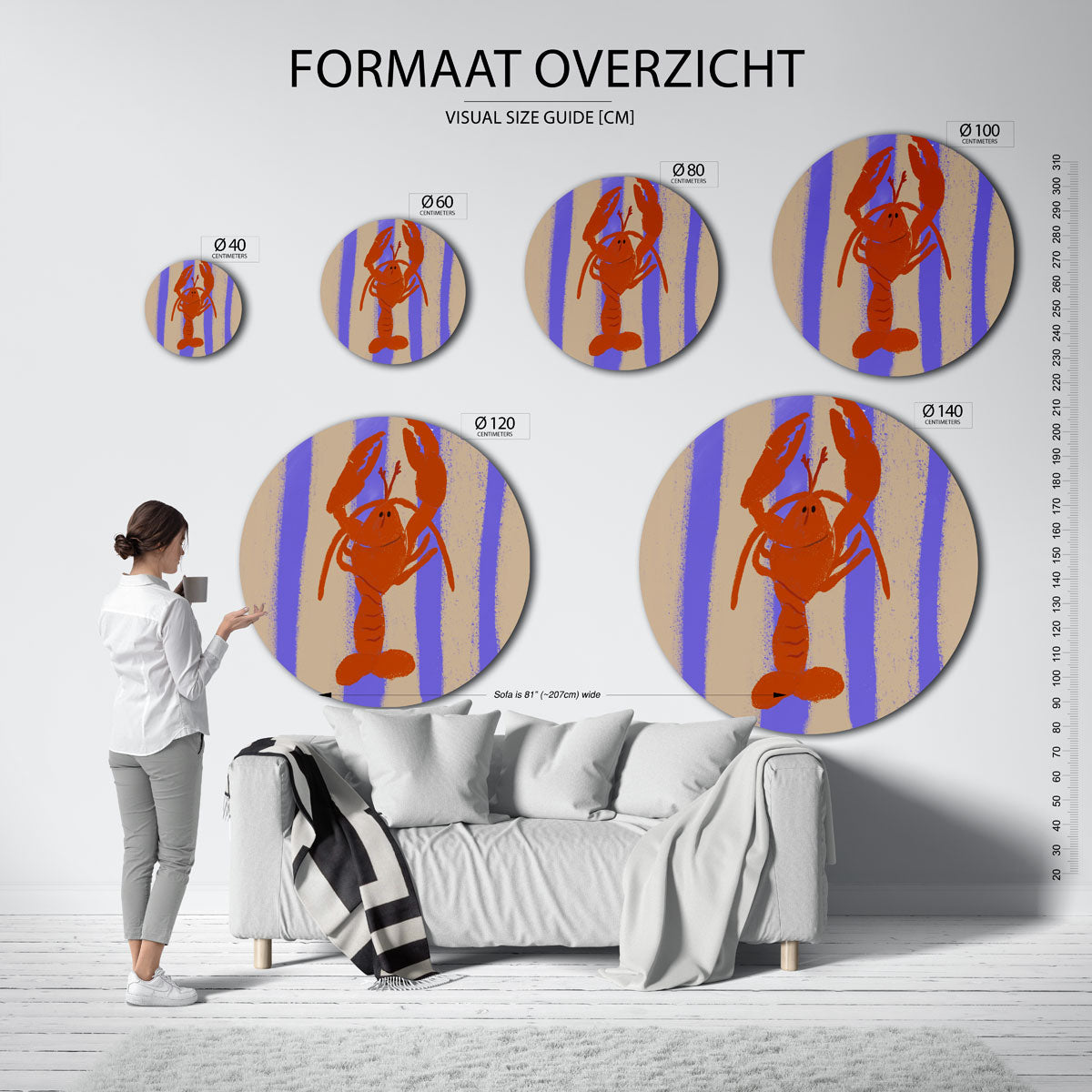 Oranje kreeft Muurcirkel