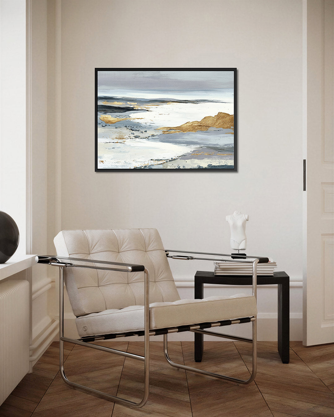 Landschap in goud en grijs Kunstwerk