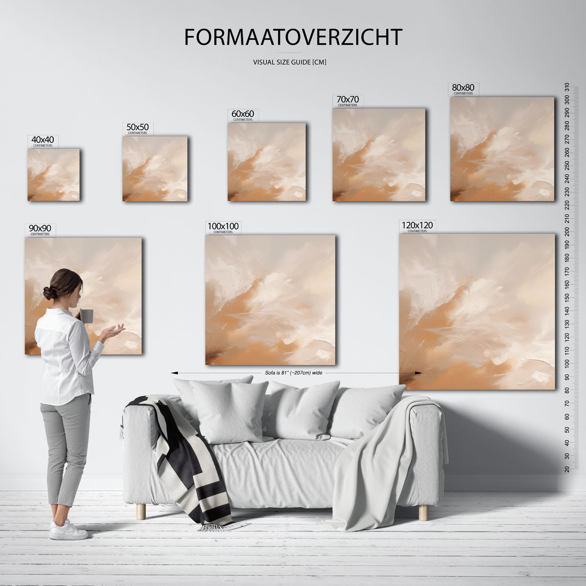 Abstracte beige en witte Poster