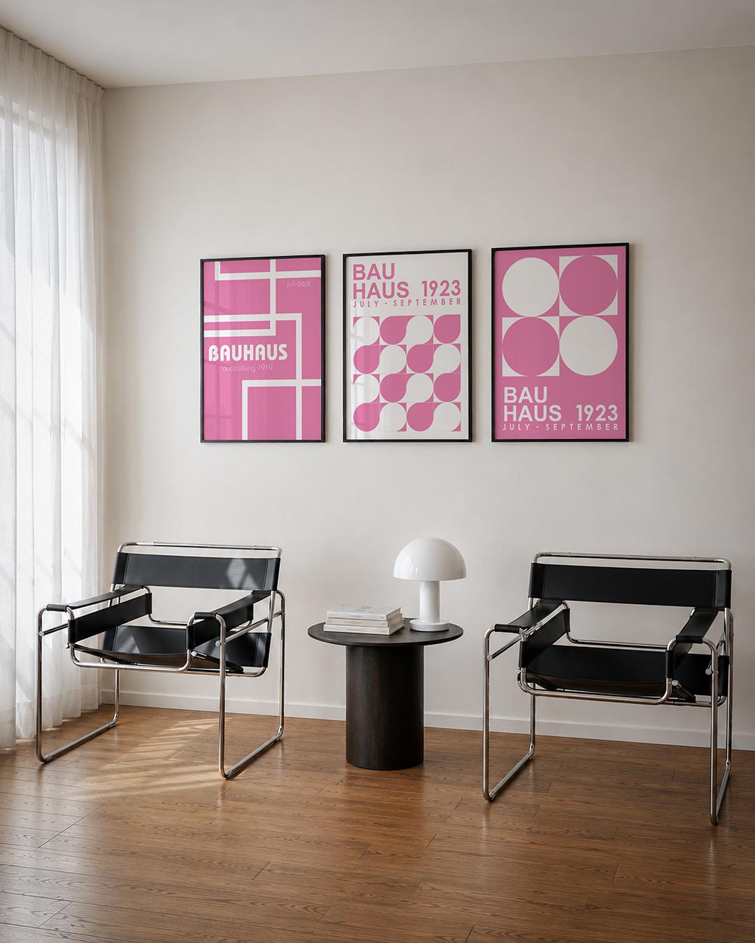 Roze lijnenspel Posterset