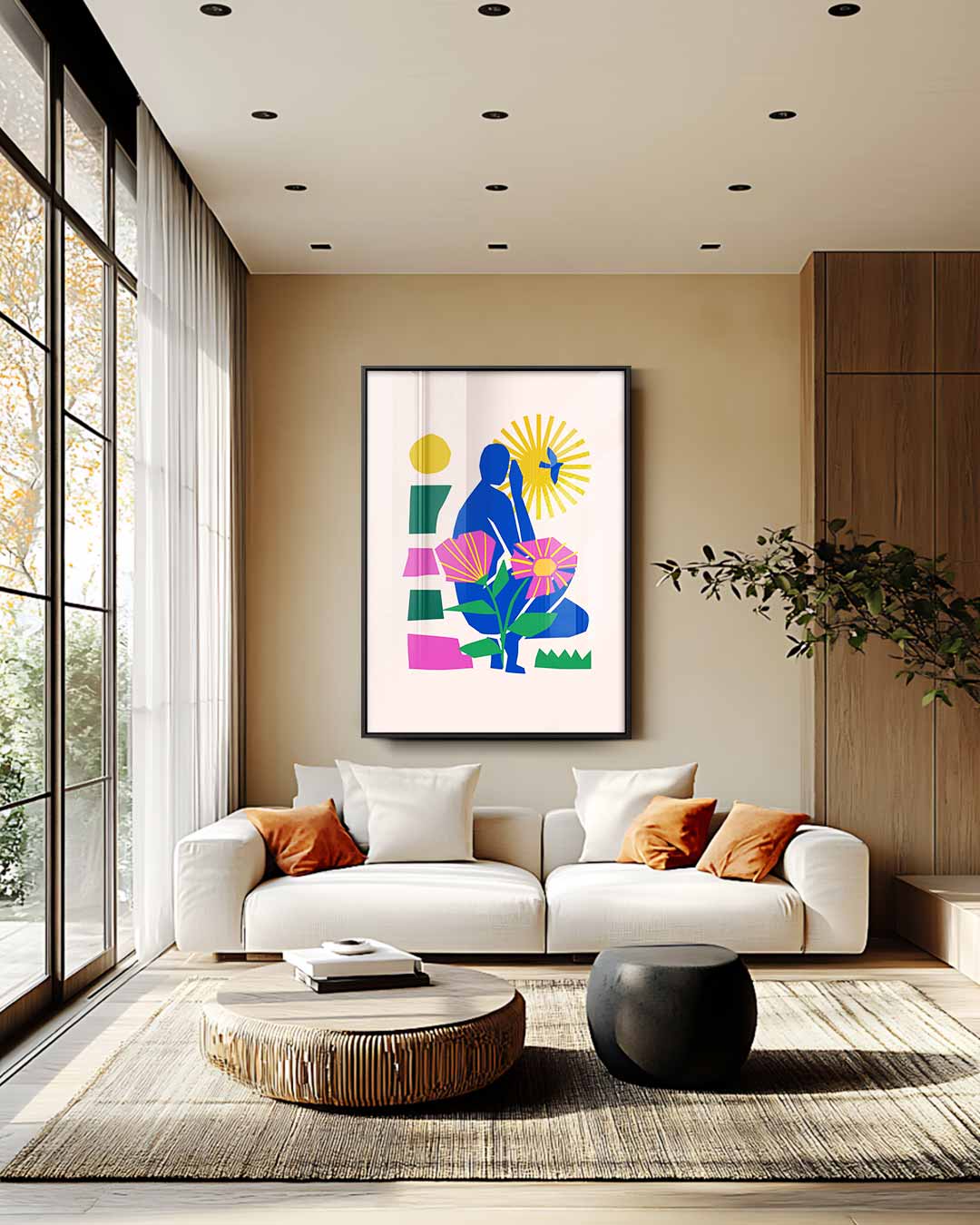 Zonsondergang Silhouet Kunstwerk-canvas-dibond-plexiglas-wanddecoratie-WallArtistic