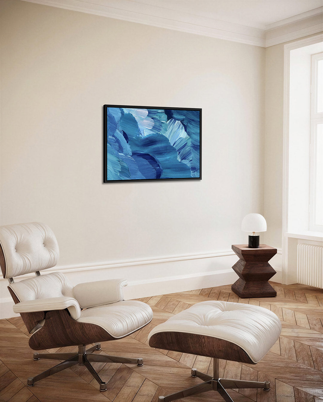 Dynamische blauwe beweging Kunstwerk